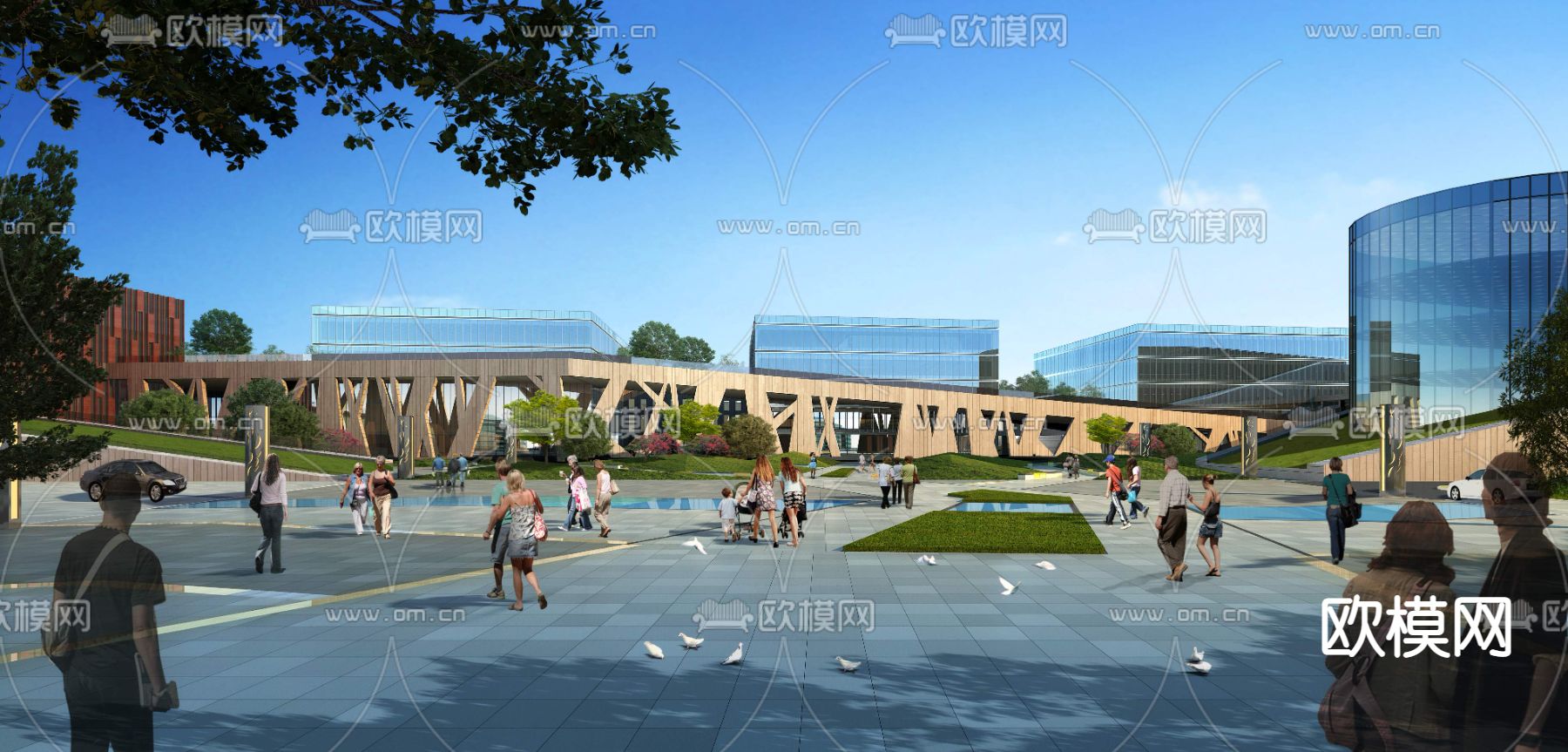 现代公园广场psd下载