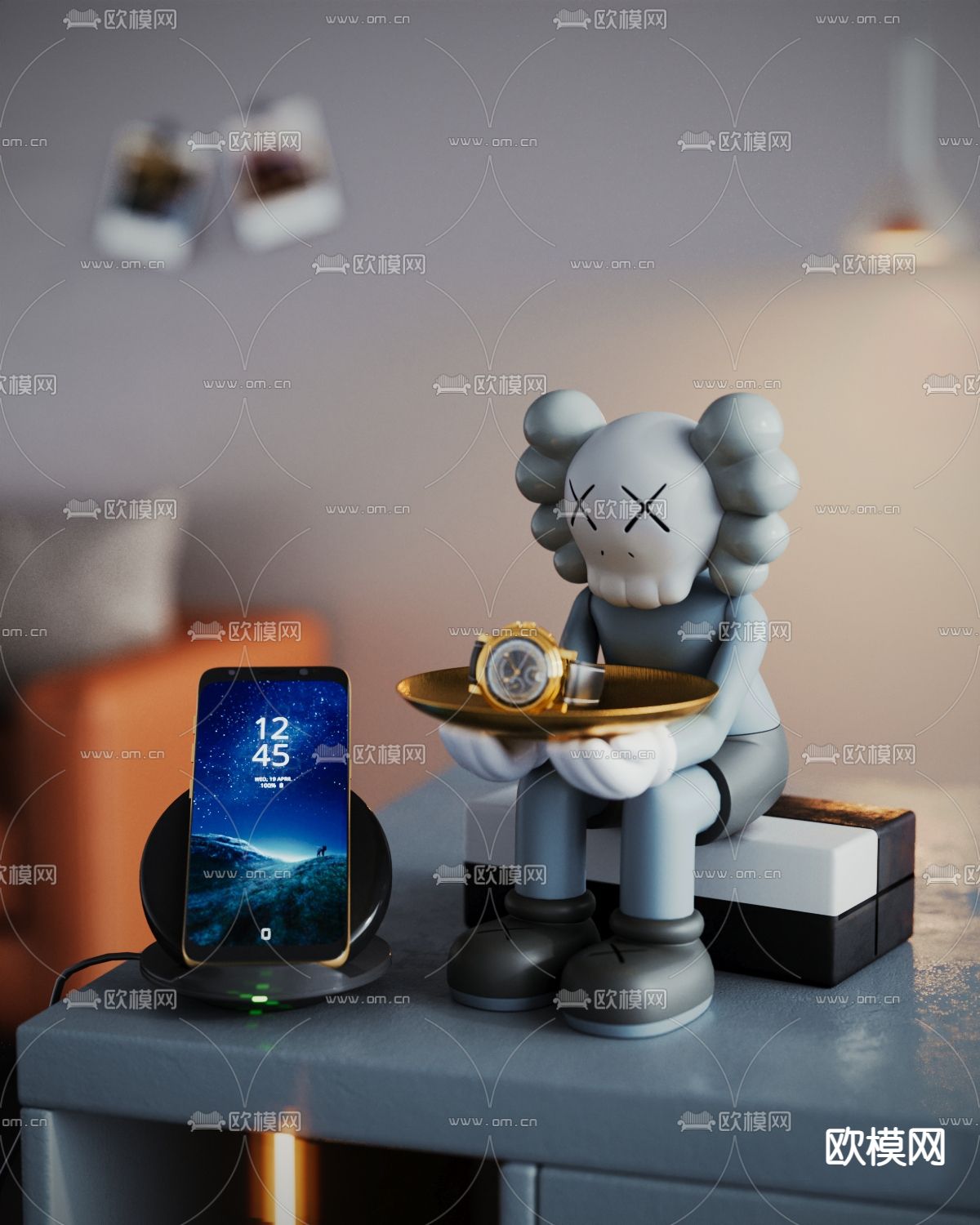 现代KAWS潮玩模型3d模型下载