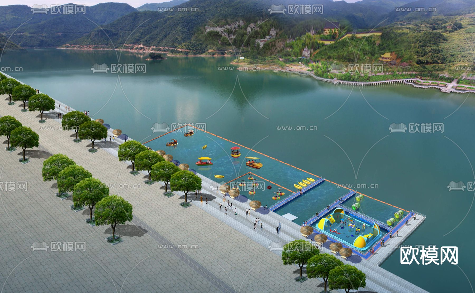 现代海上游泳池鸟瞰psd下载