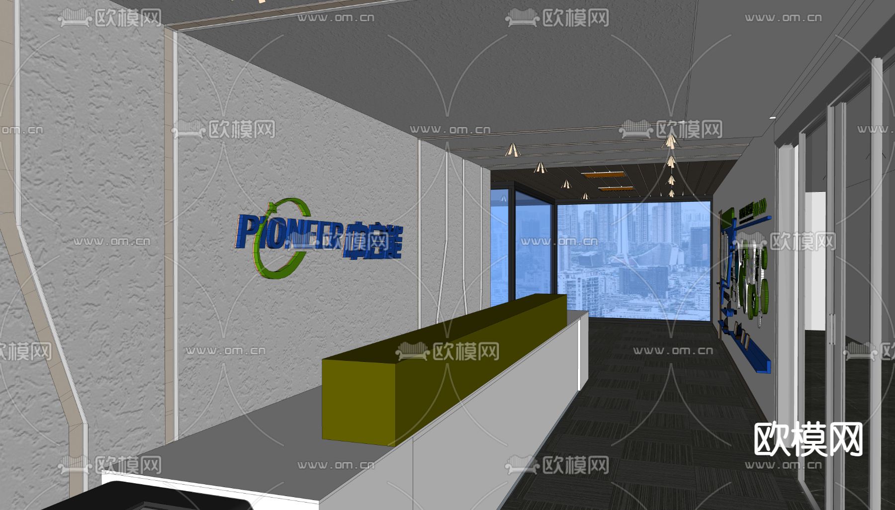 现代前台 接待台su模型下载（渲染图3）