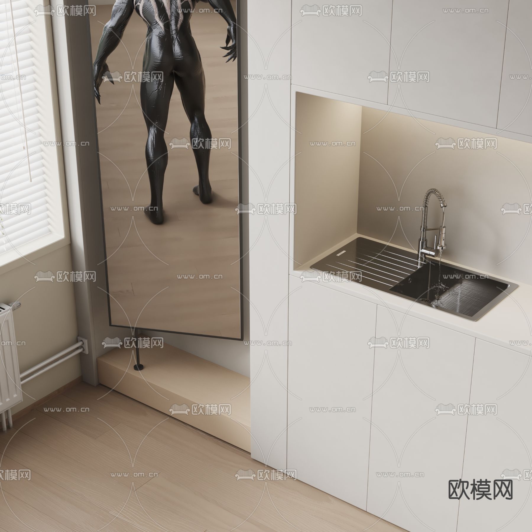 现代橱柜 水槽3d模型