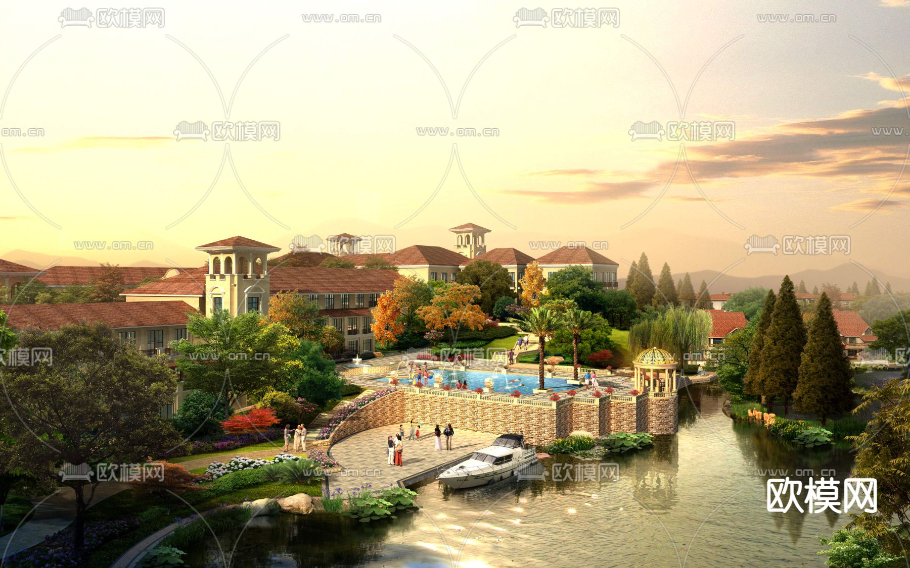 现代公园亲子游泳池鸟瞰psd下载