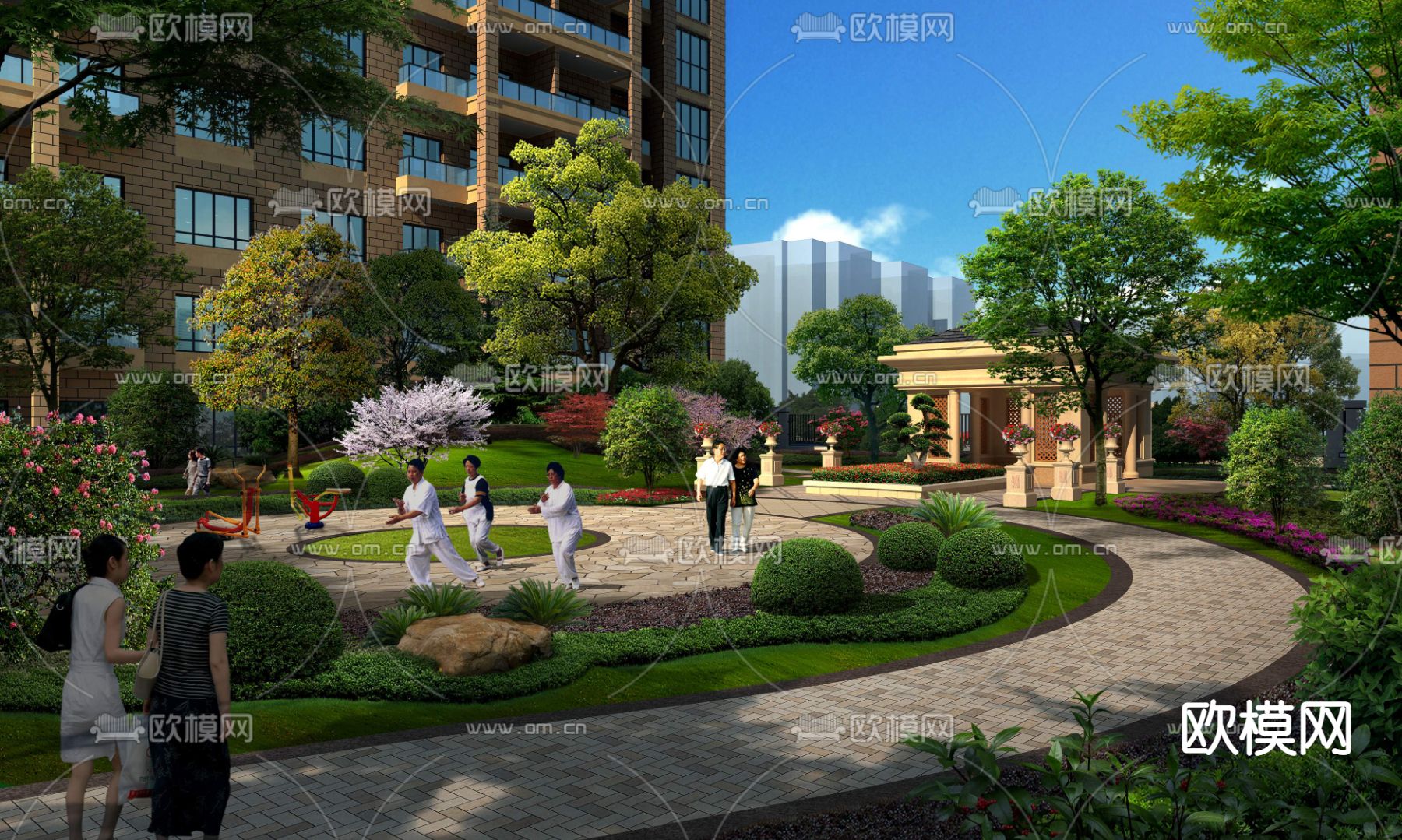 现代公园打太极人物psd下载