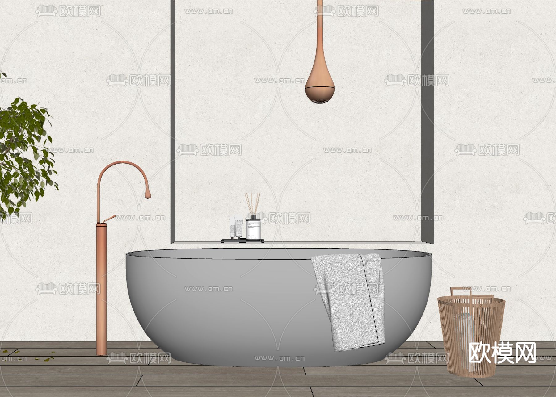 现代极简浴缸su模型下载（渲染图2）