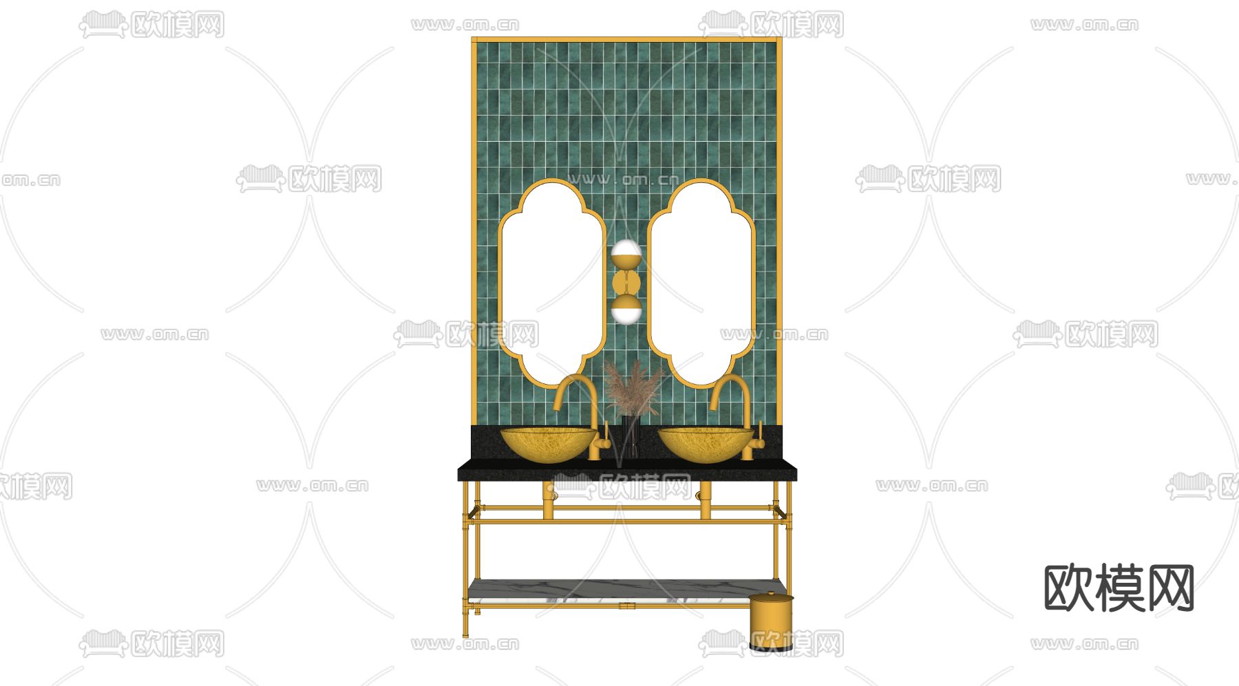 欧式公共洗手台su模型下载（渲染图3）
