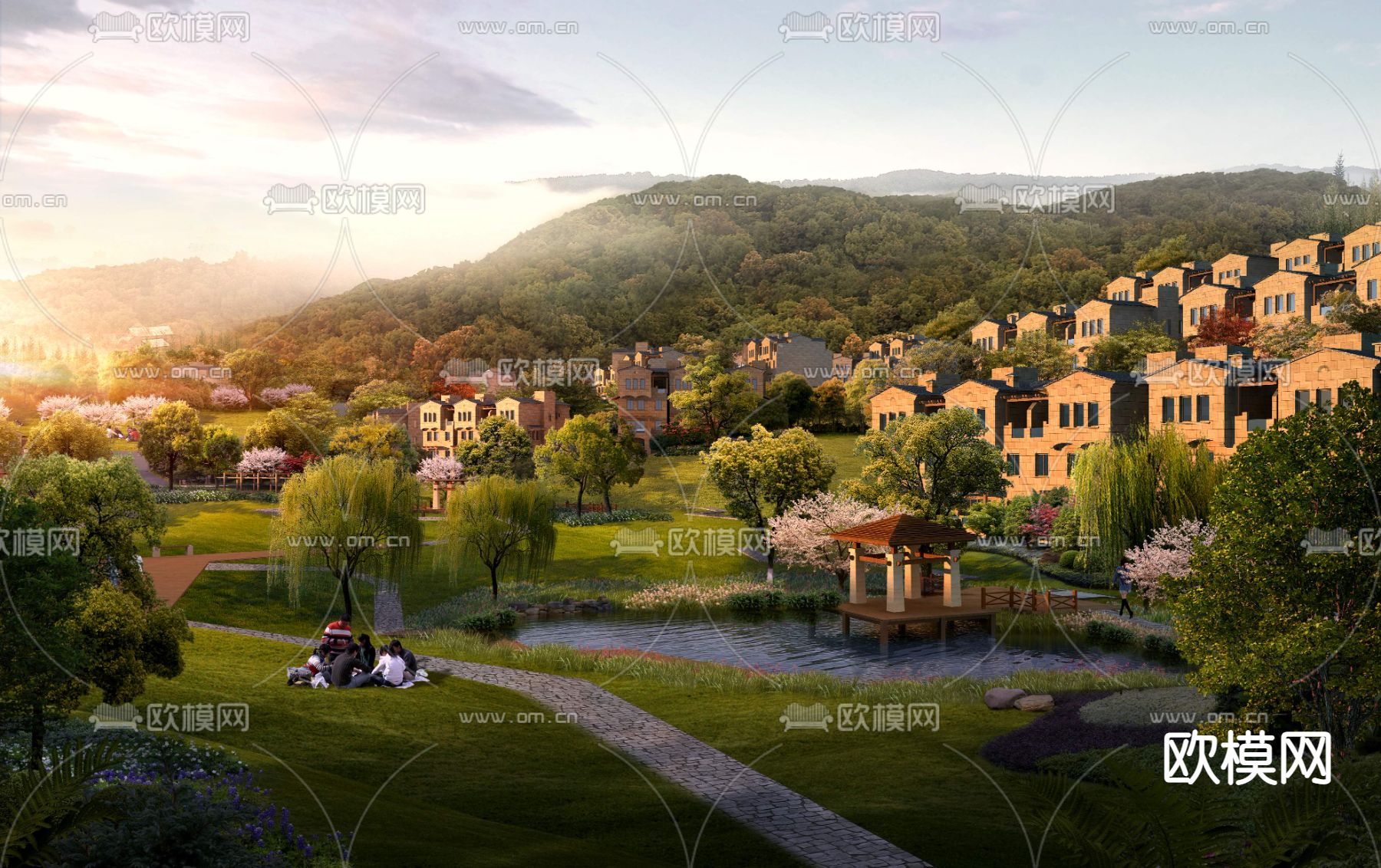 现代湿地草坪psd下载