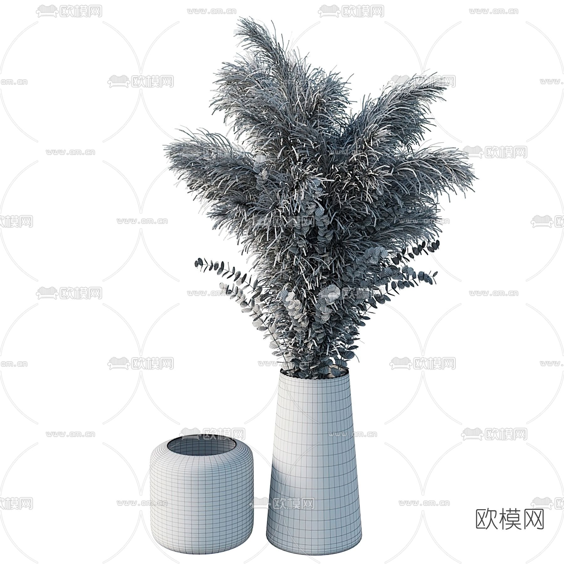 现代干枝花瓶3d模型下载（渲染图2）