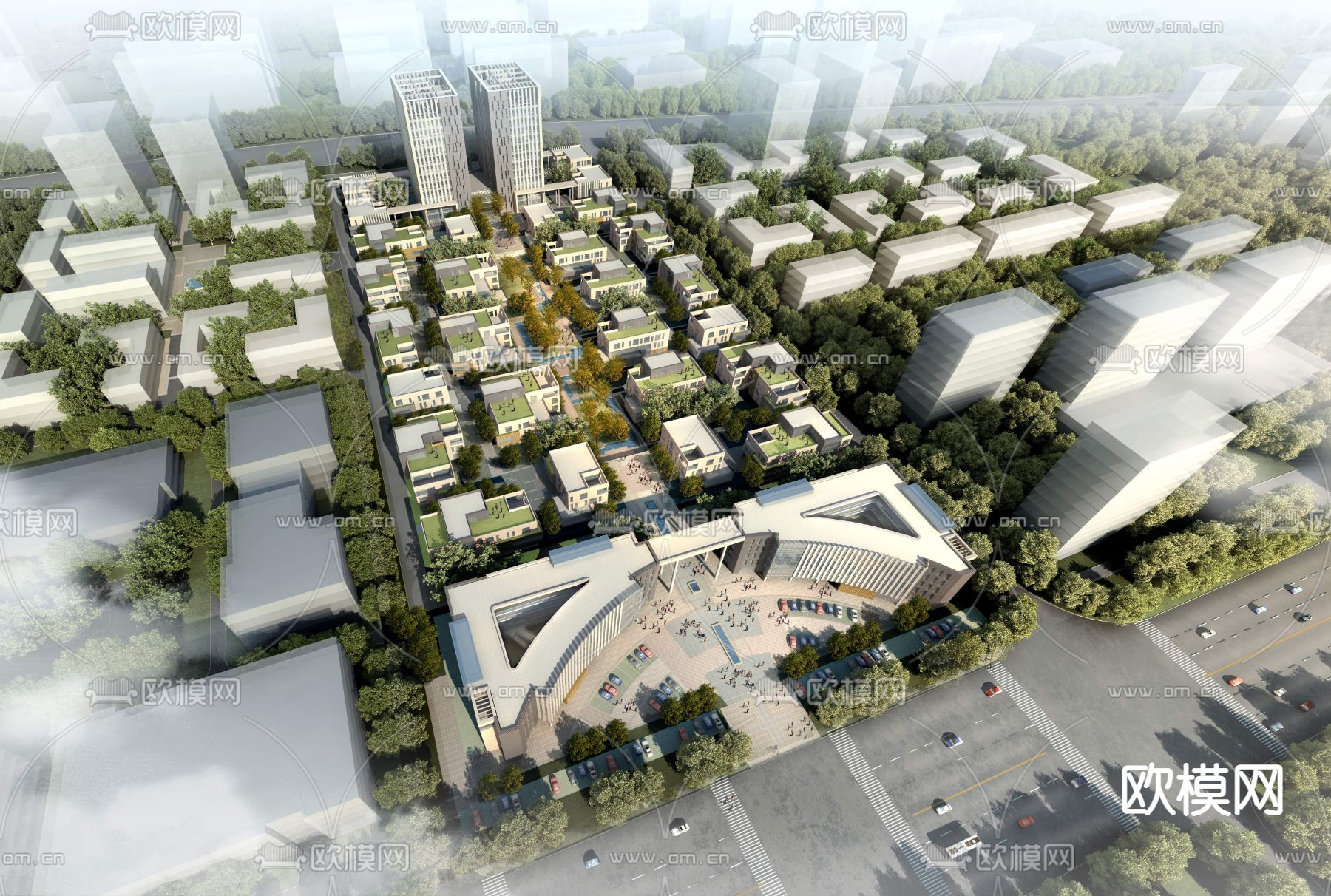 现代城市建筑鸟瞰psd下载