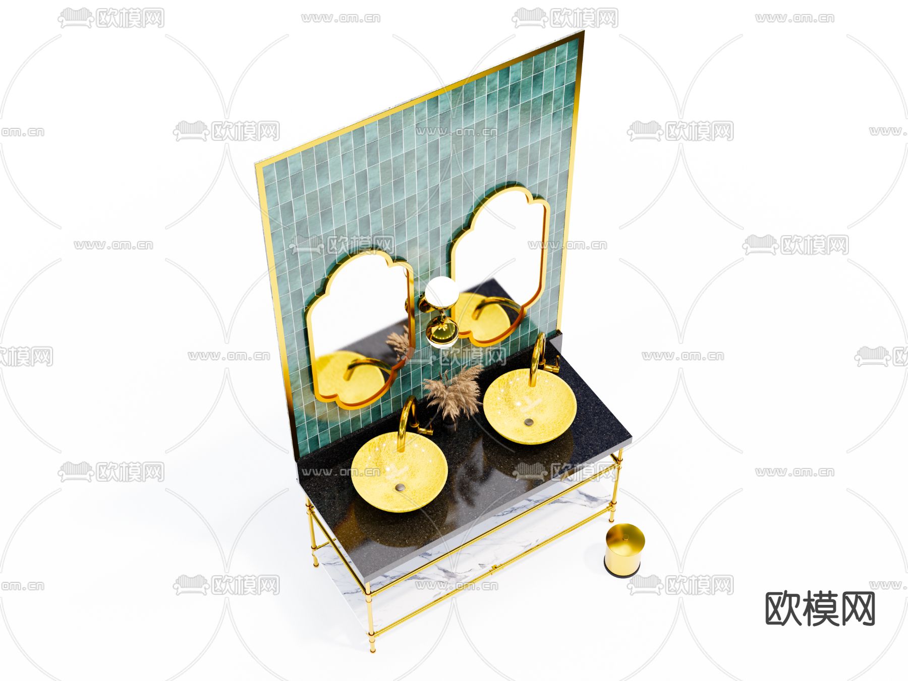 欧式公共洗手台su模型下载（渲染图4）