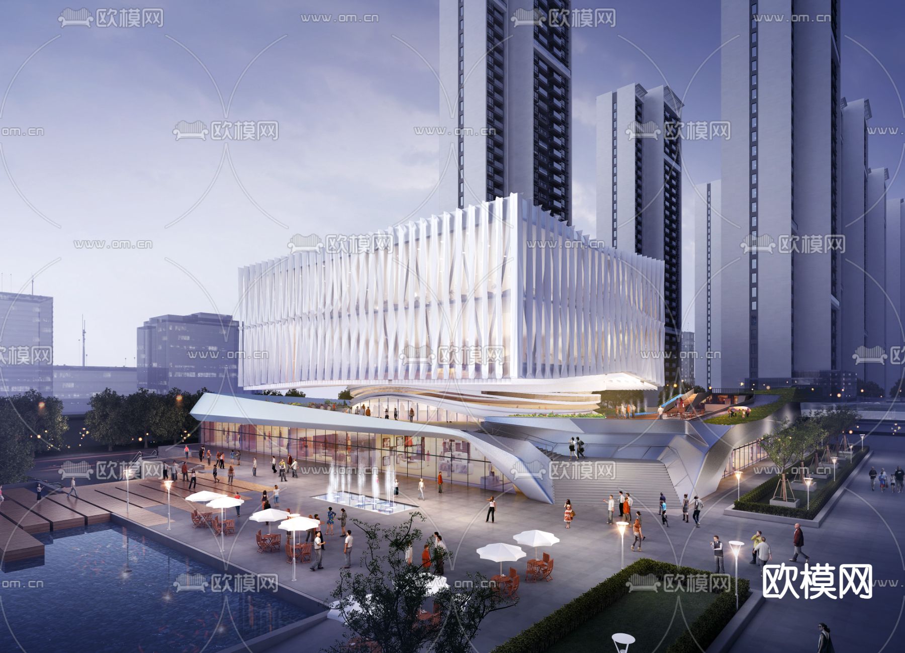 现代商业楼建筑外观psd下载_ID12142116_3dmax免费模型-欧模网