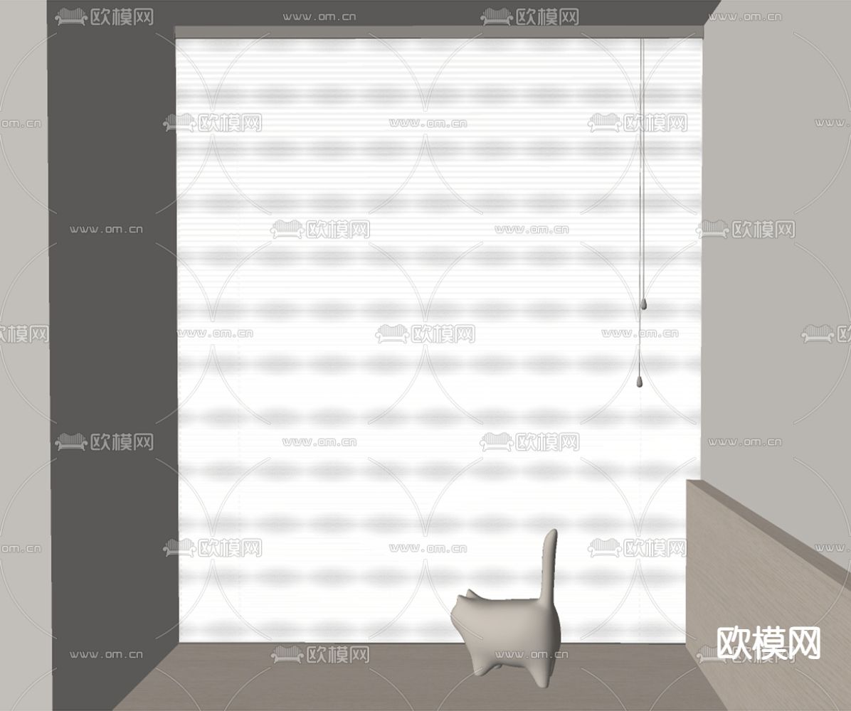 现代百叶帘 梦幻帘 窗帘su模型下载（渲染图3）