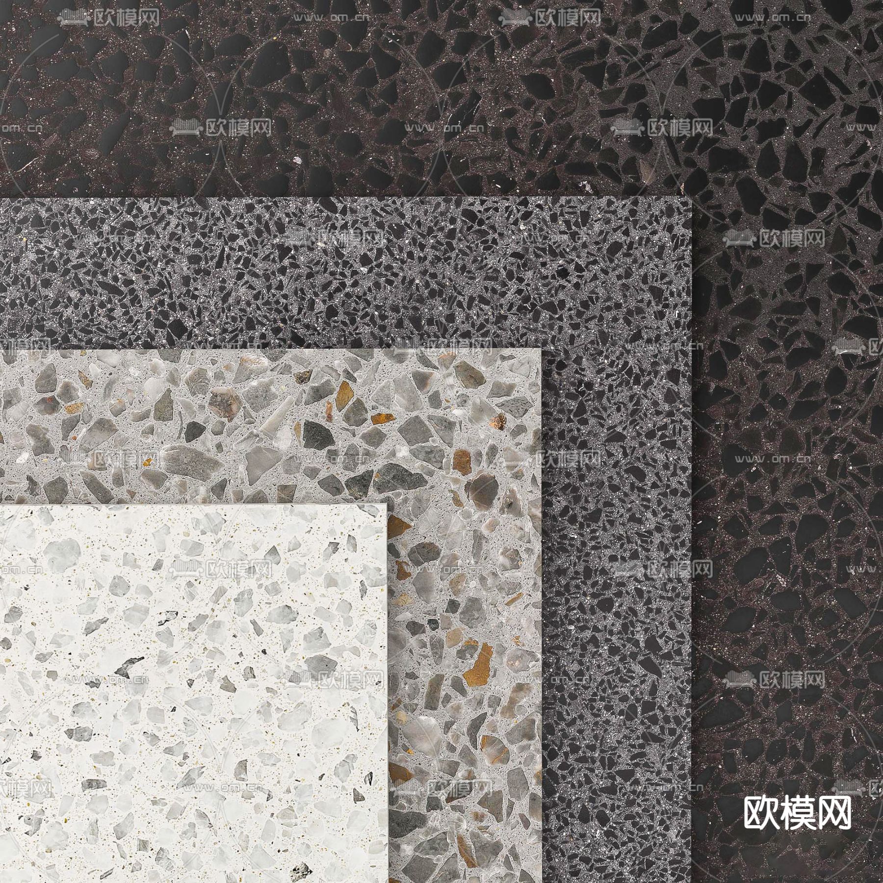 现代水磨石su模型
