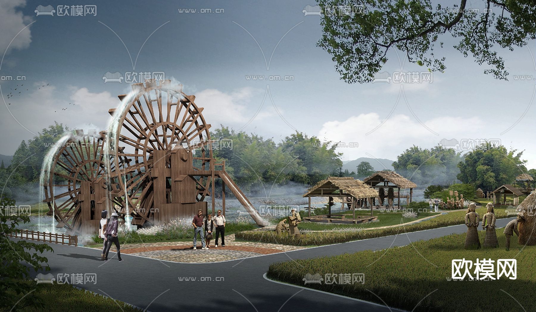 现代高转风力水车稻田psd下载