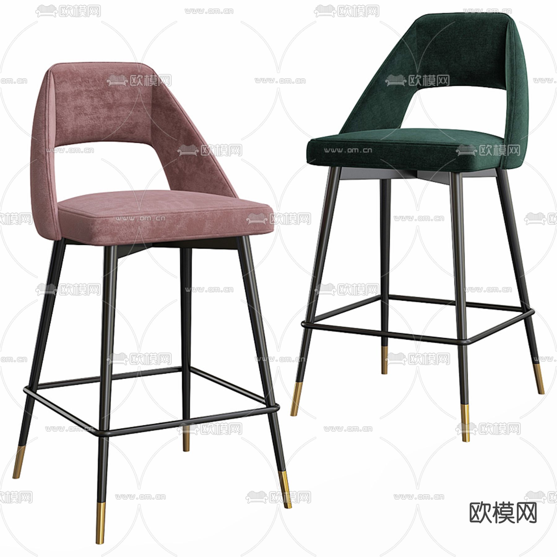 现代靠背吧台椅3d模型下载