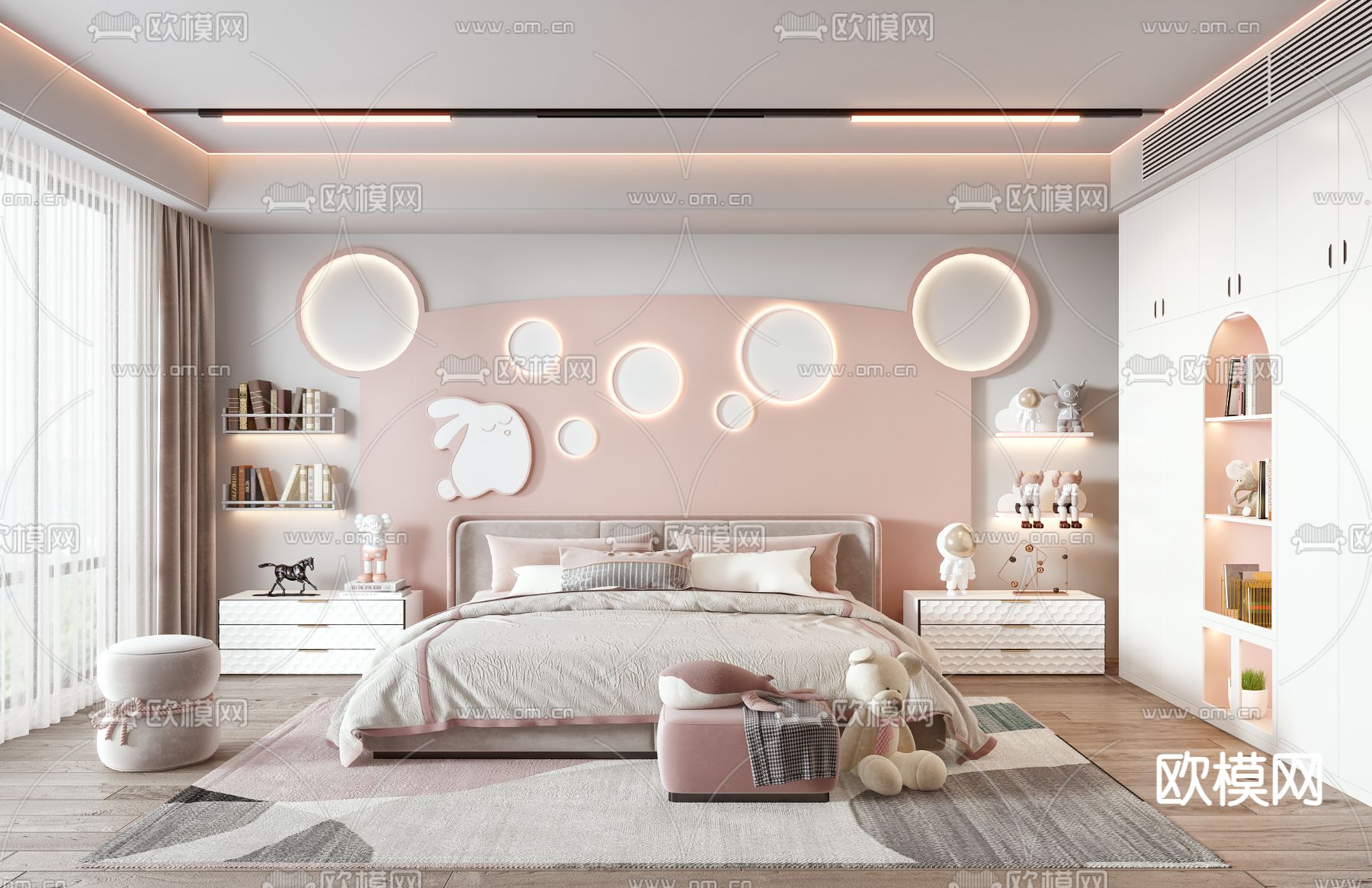 轻奢女孩房 儿童房3d模型下载