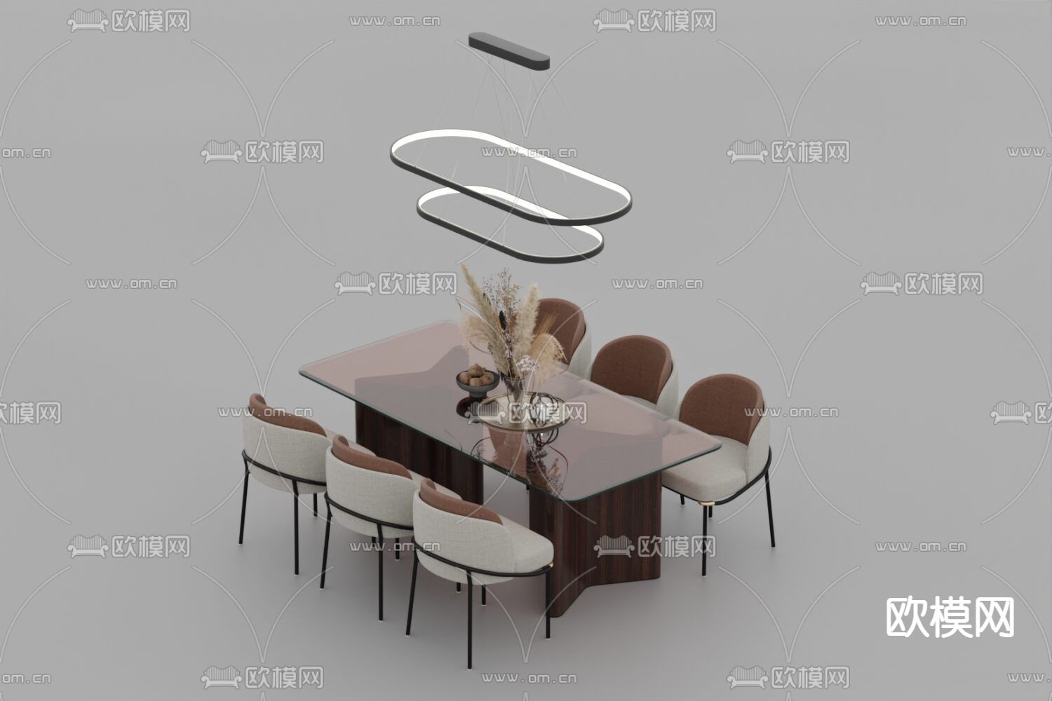 现代轻奢创意餐桌椅免费3d模型下载