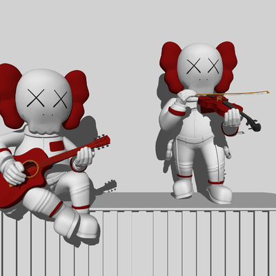  现代kaws潮玩su模型 