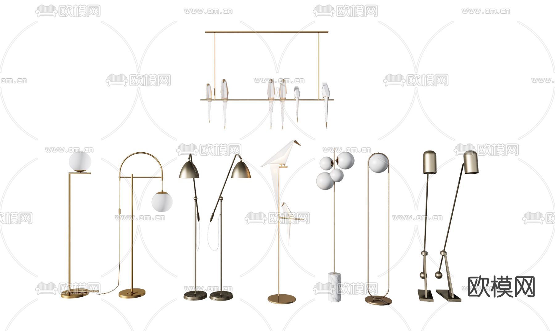 现代轻奢落地灯3d模型下载