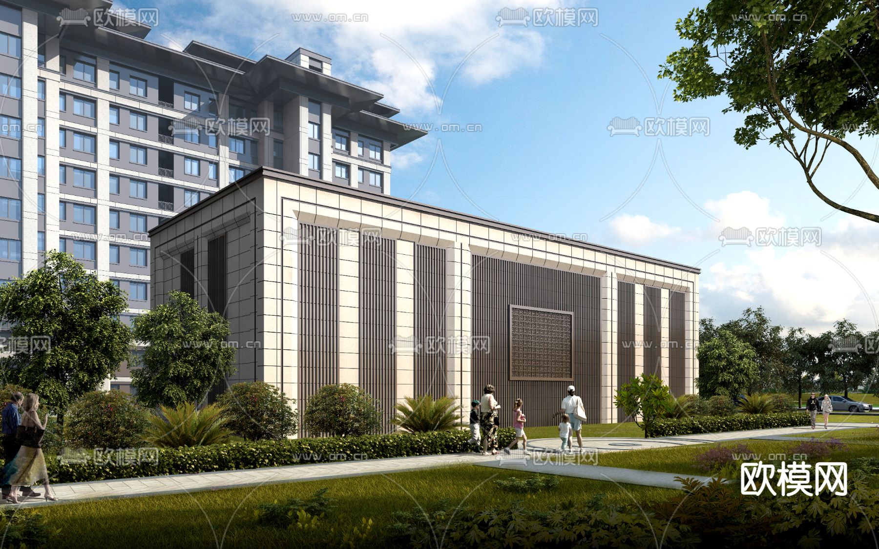 现代公园建筑构件外观psd下载