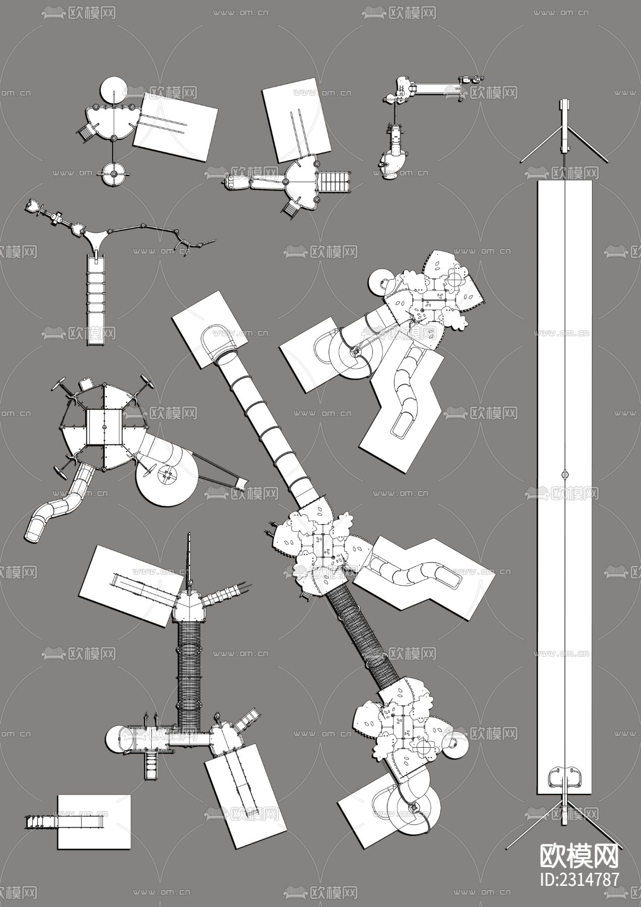 精选娱乐健身游乐场专题CAD图库下载（渲染图2）