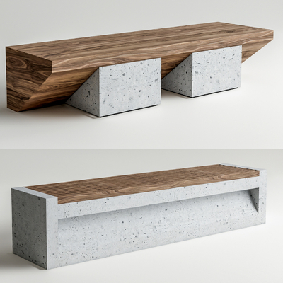 现代户外长凳su模型