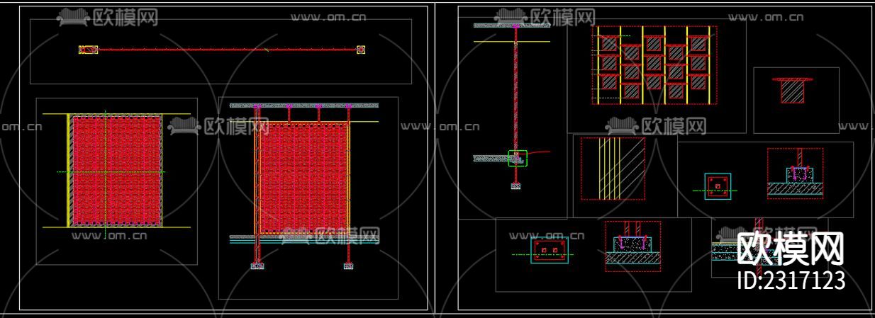 风铃墙CAD节点大样下载（渲染图5）