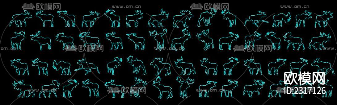 麋鹿CAD图库下载（渲染图2）