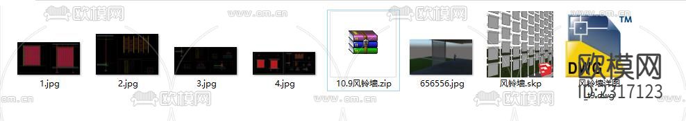 风铃墙CAD节点大样下载（渲染图6）