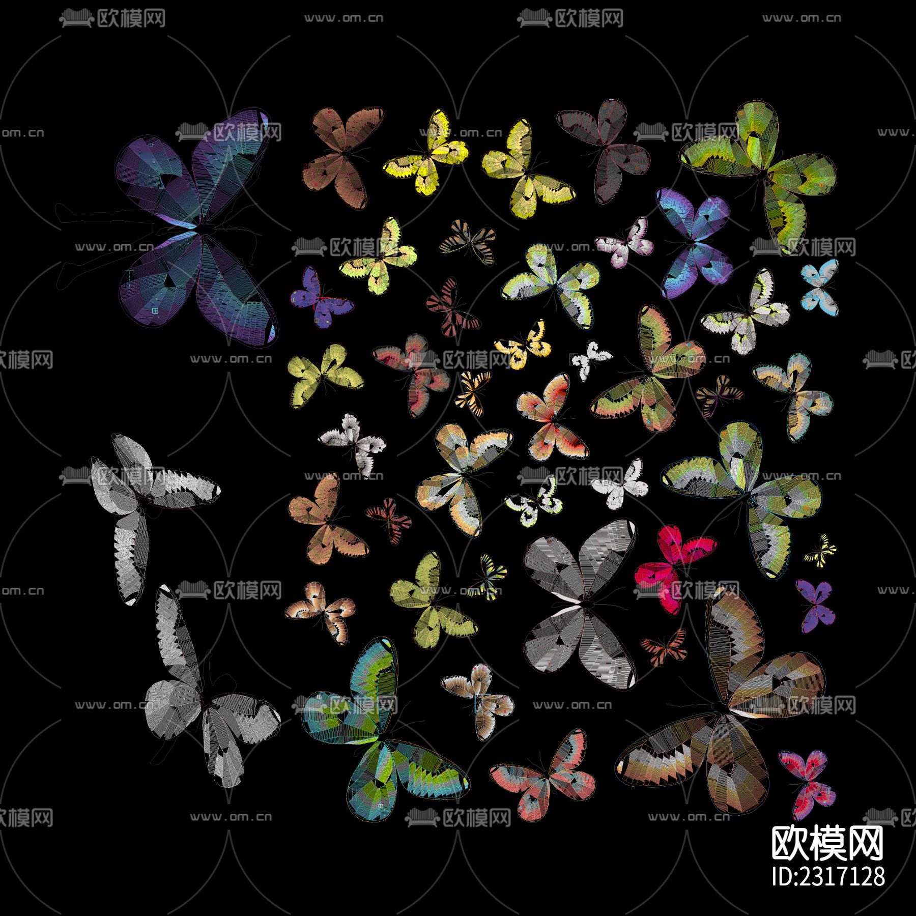 蝶恋花CAD图库下载（渲染图1）