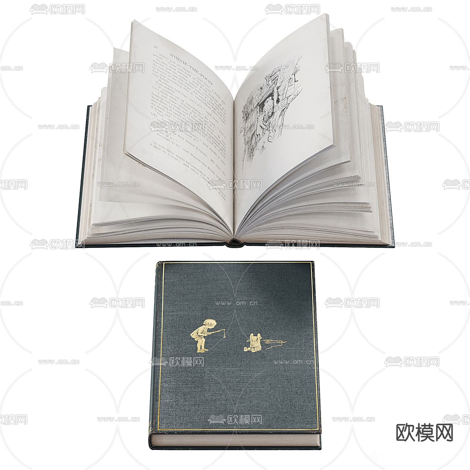现代书籍 书本3d模型下载（渲染图2）