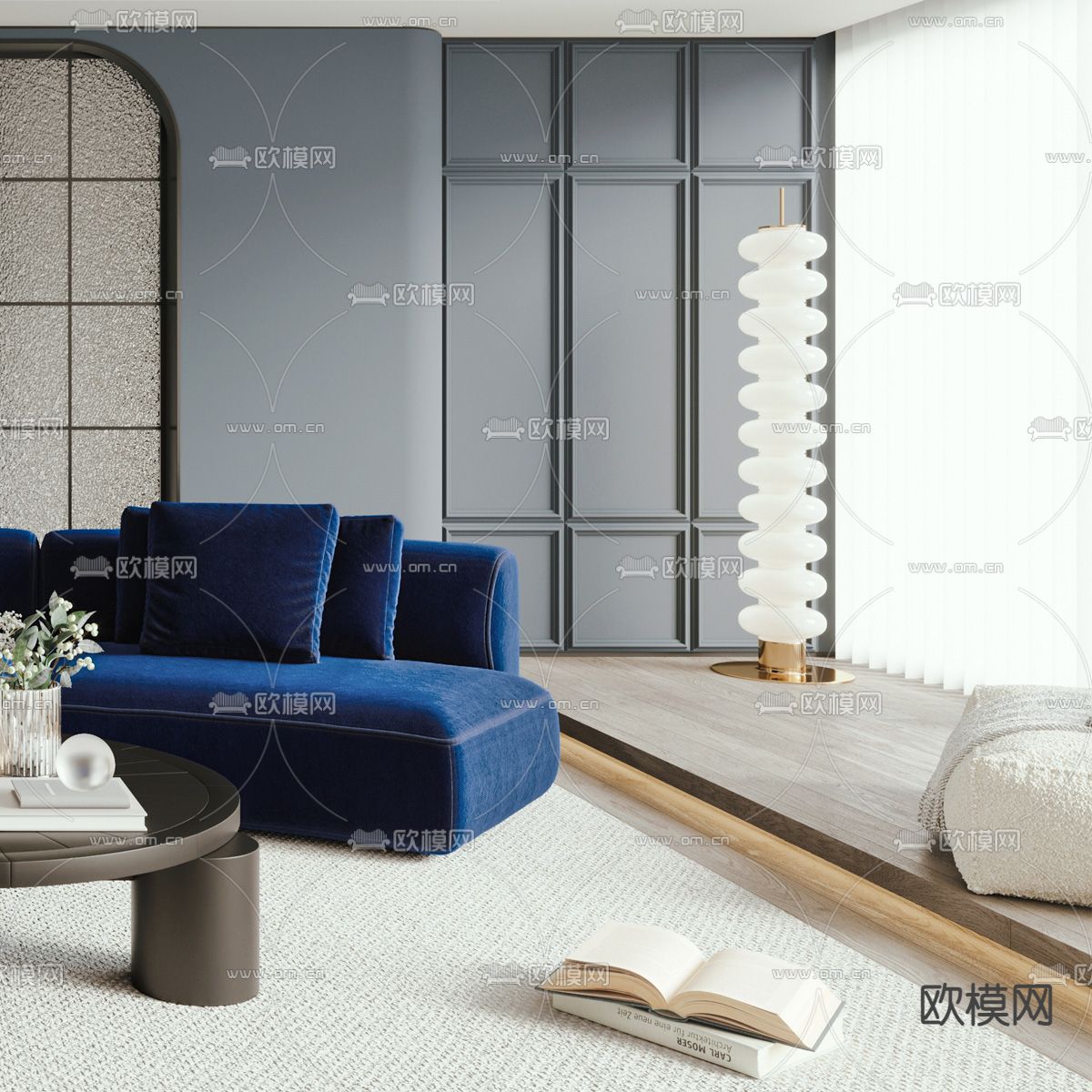 法式客厅3d模型下载（渲染图4）