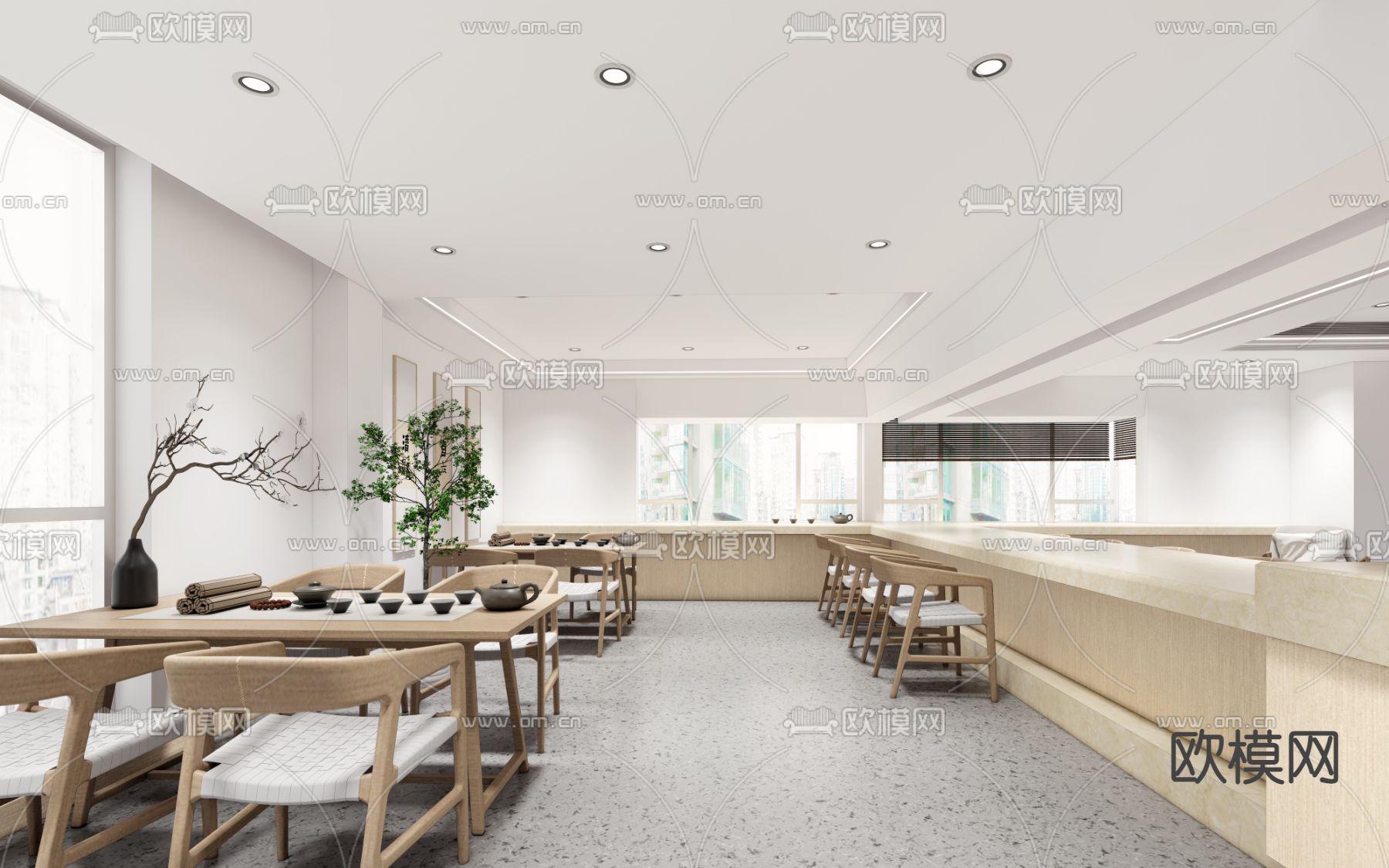 新中式养老院休息室su模型下载（渲染图1）