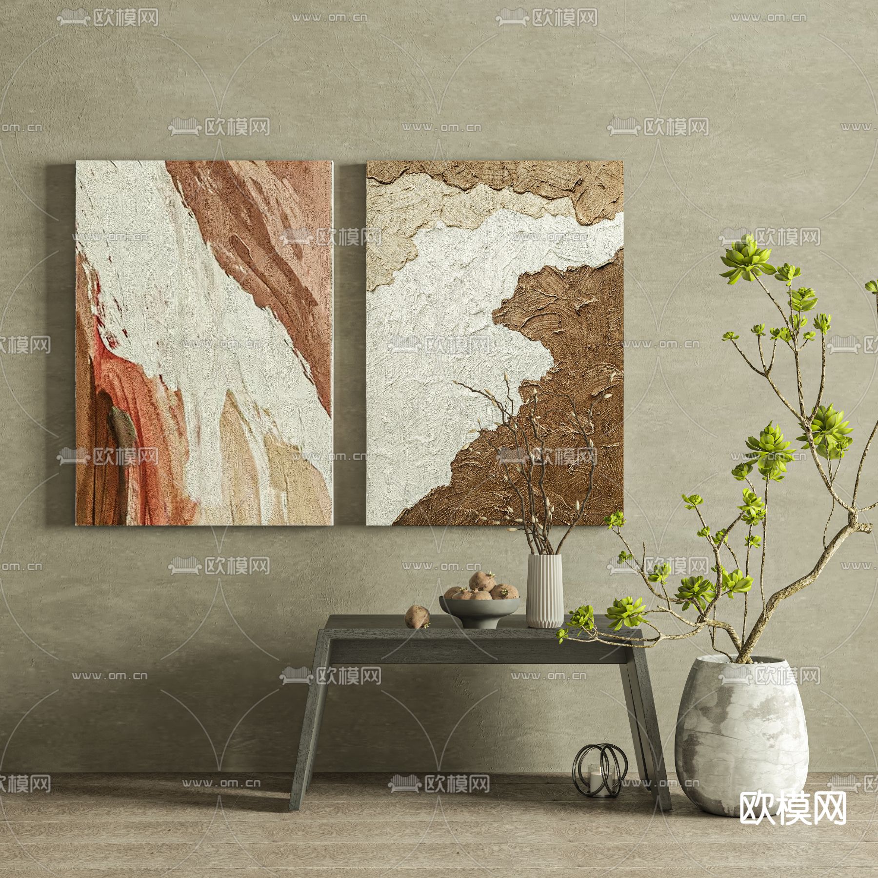 侘寂肌理装饰画 挂画3d模型下载_ID12148807_3dmax免费模型-欧模网