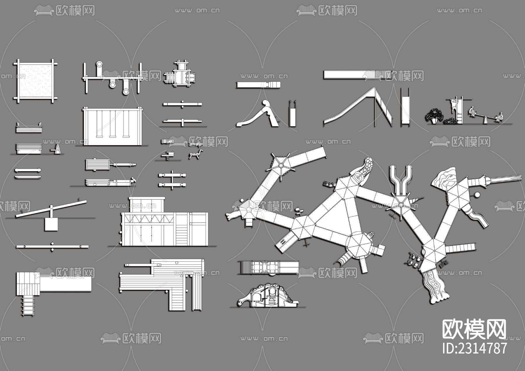 精选娱乐健身游乐场专题CAD图库下载（渲染图6）