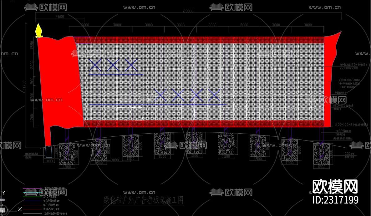户外广告牌CAD图库下载（渲染图4）