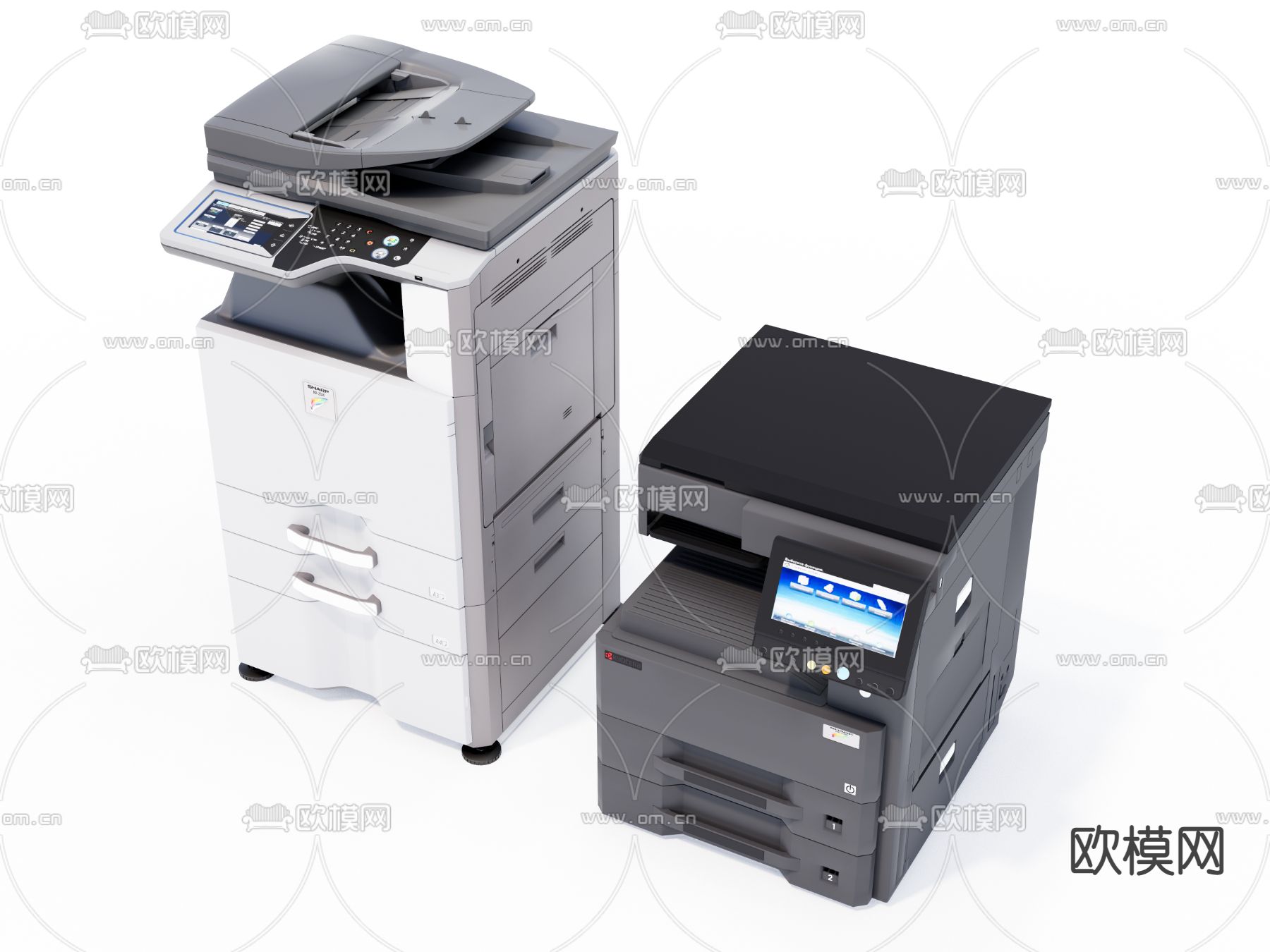 现代办公打印机复印机su模型下载（渲染图1）