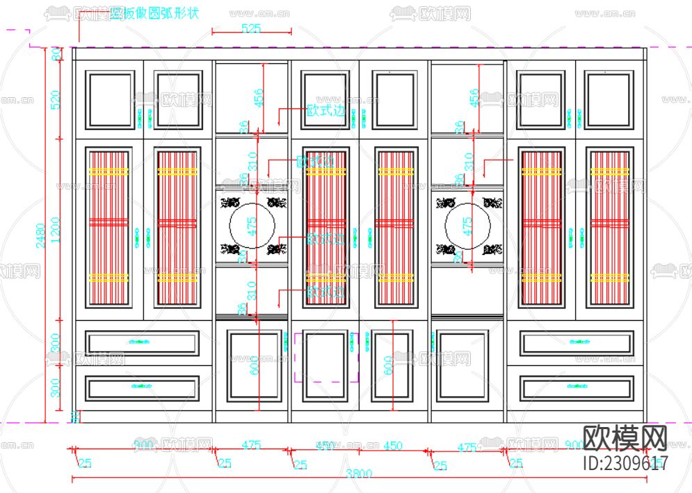 中式实木家具节点大样下载（渲染图4）