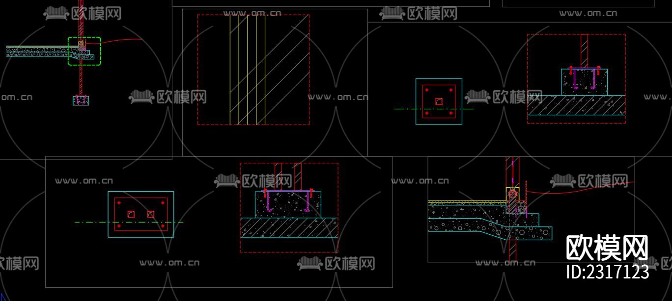 风铃墙CAD节点大样下载（渲染图4）