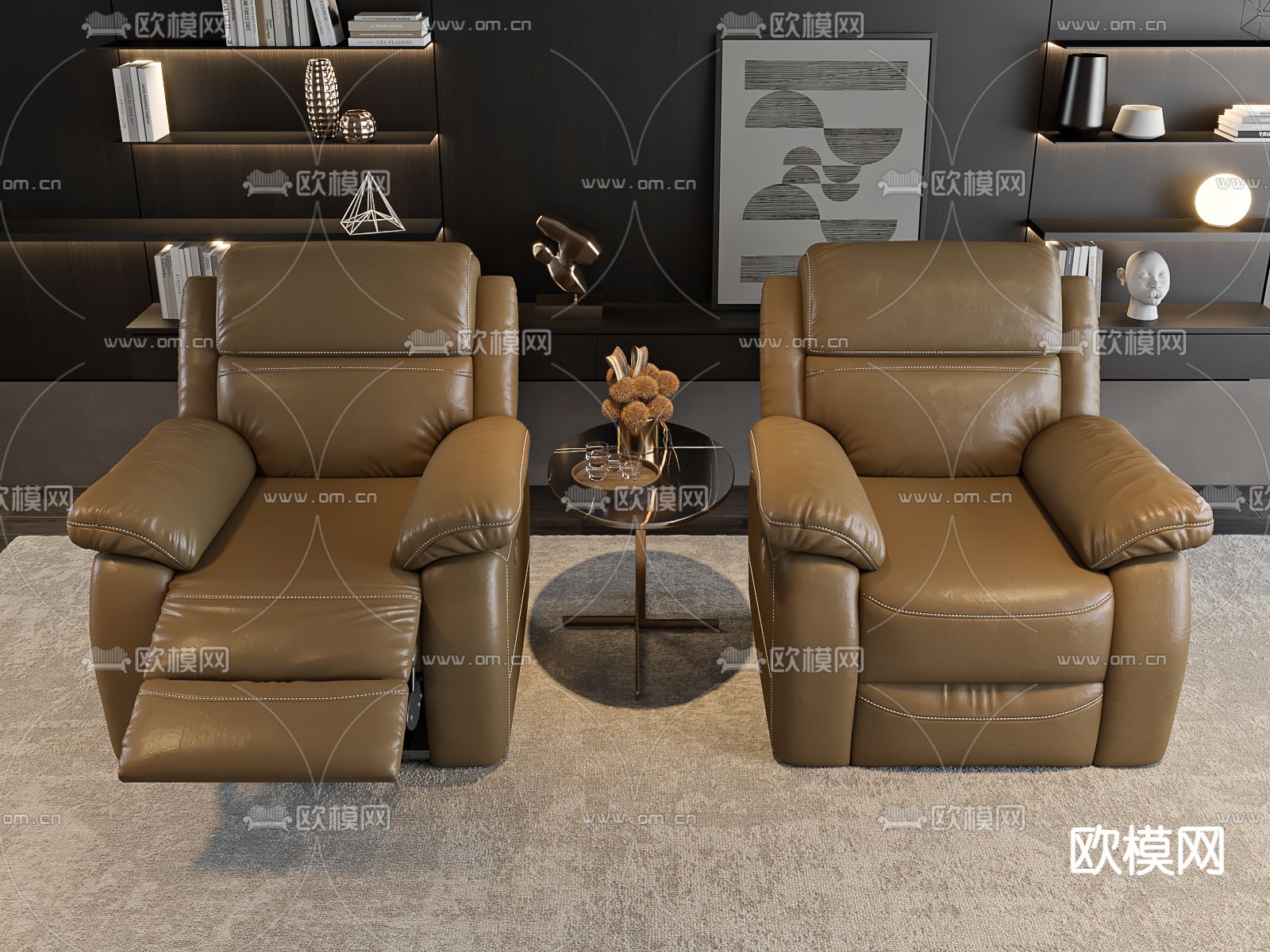 棕色按摩椅 影院椅3d模型下载