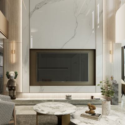  现代别墅客餐厅su模型 