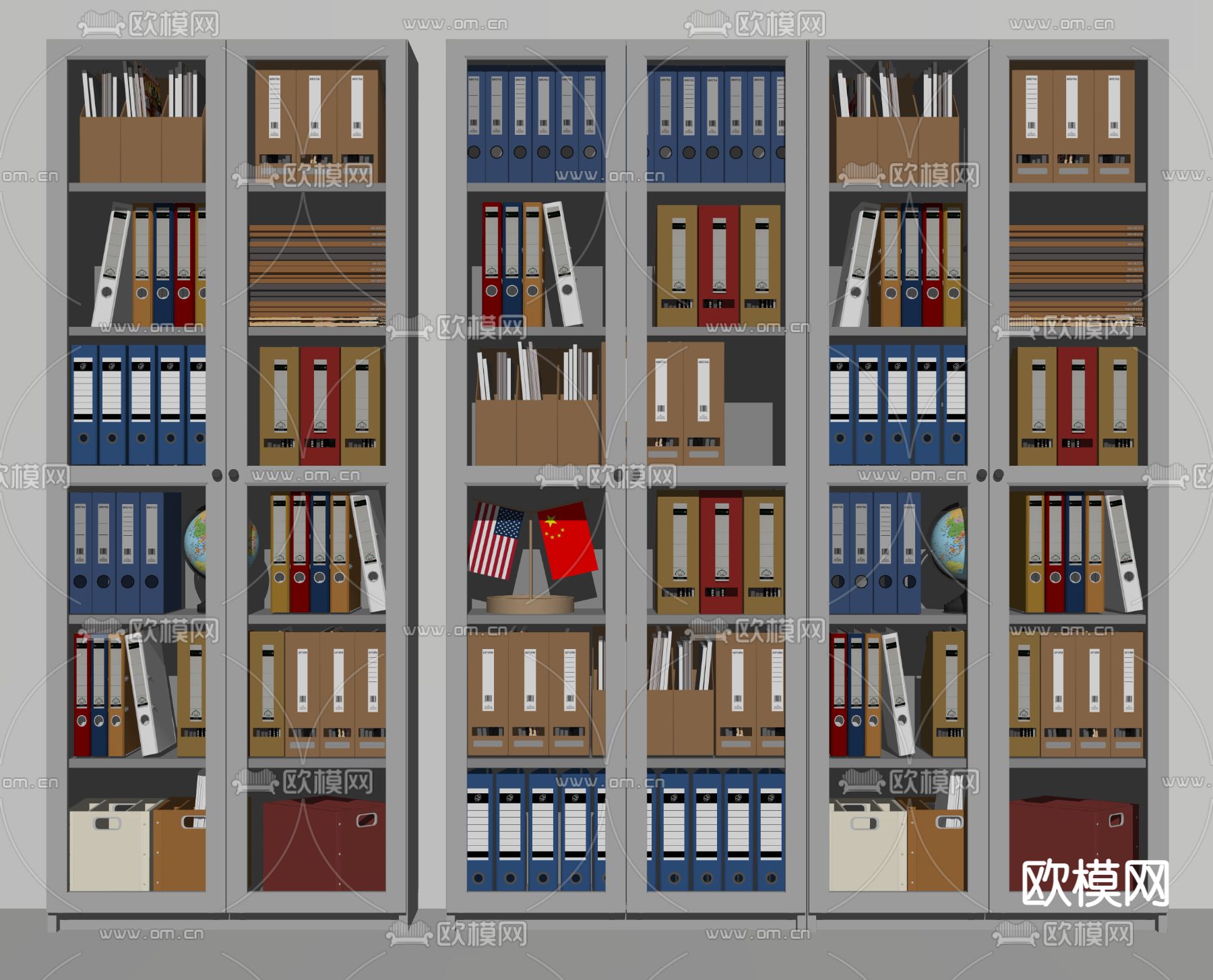 现代文件柜 资料柜su模型下载（渲染图2）