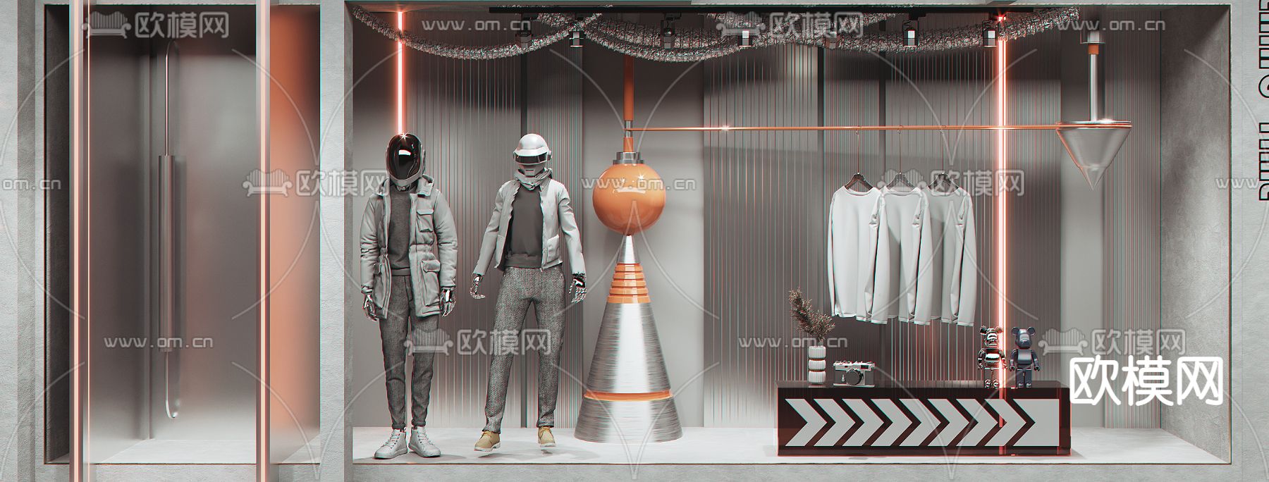 现代潮牌服装店 橱窗3d模型下载（渲染图2）