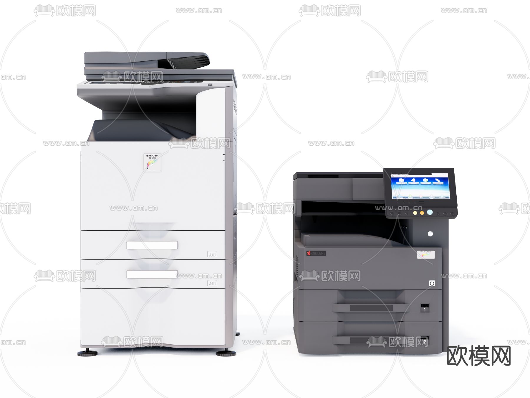 现代办公打印机复印机su模型下载（渲染图3）