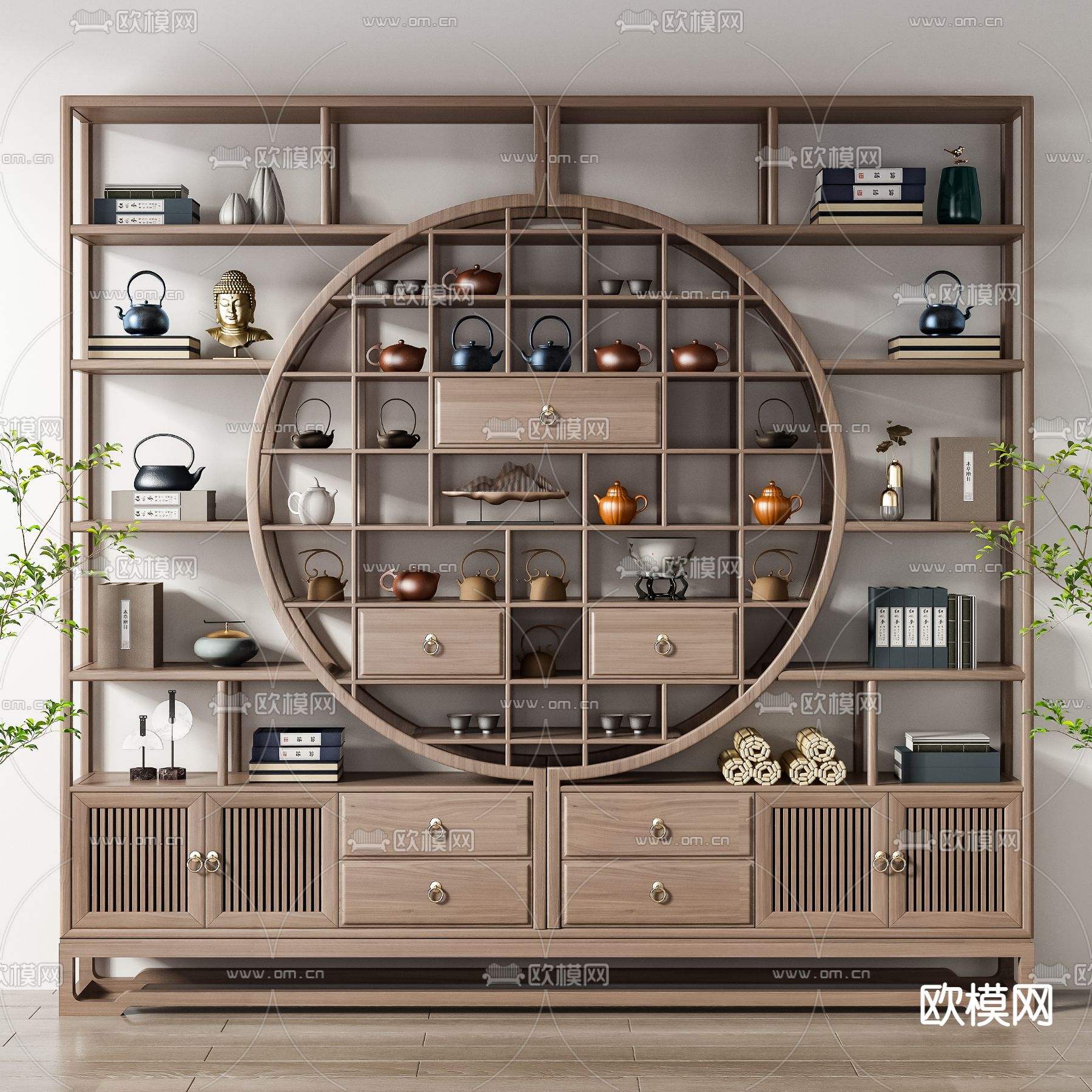新中式博古架3d模型下载