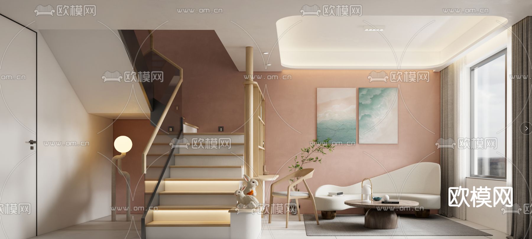 侘寂起居室su模型下载（渲染图1）