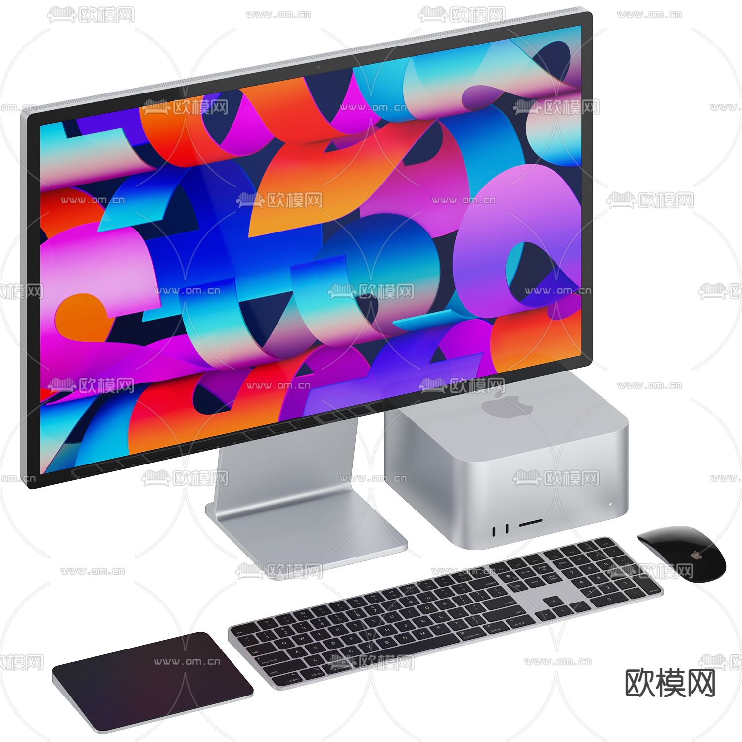 苹果电脑 显示屏 键盘3d模型