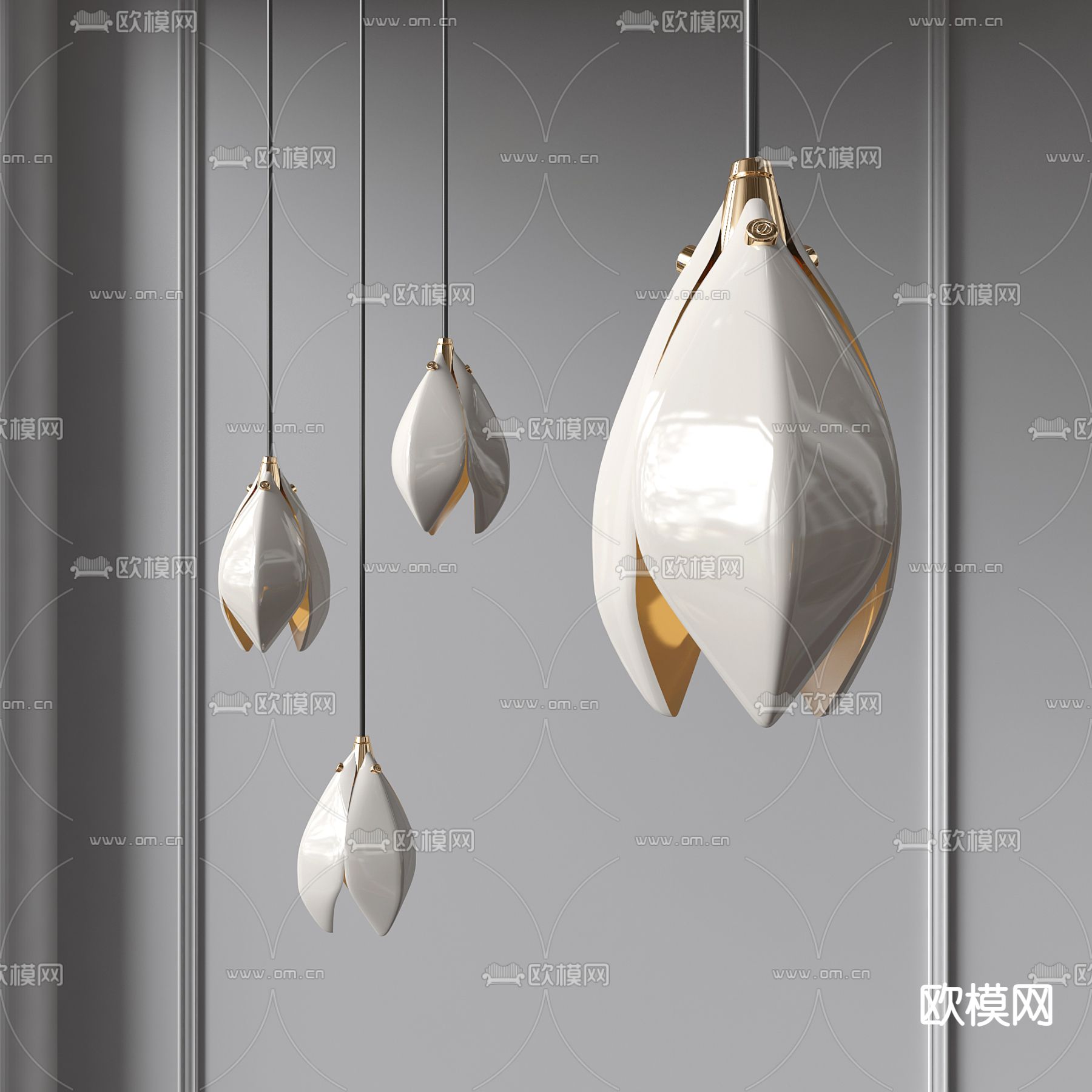 现代花苞吊灯3d模型下载_ID12147133_3dmax免费模型-欧模网