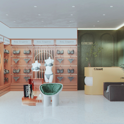  现代内衣专卖店su模型 