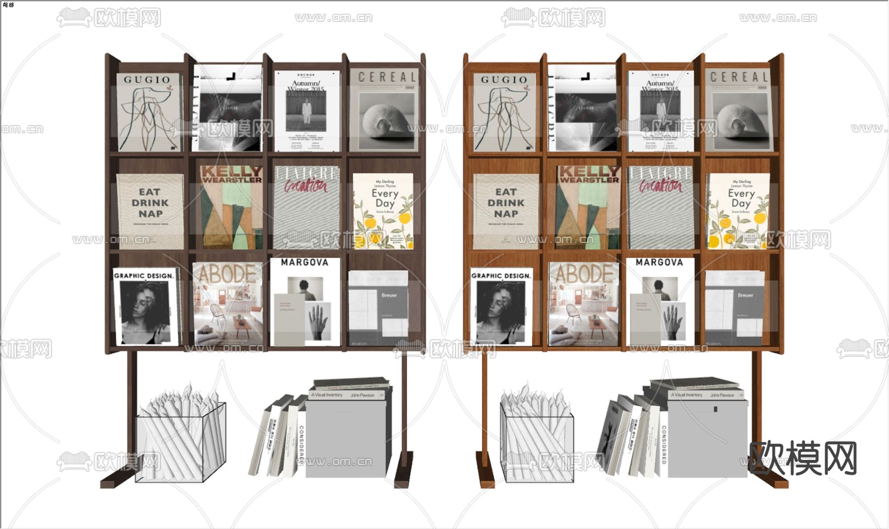简美书架su模型下载（渲染图2）