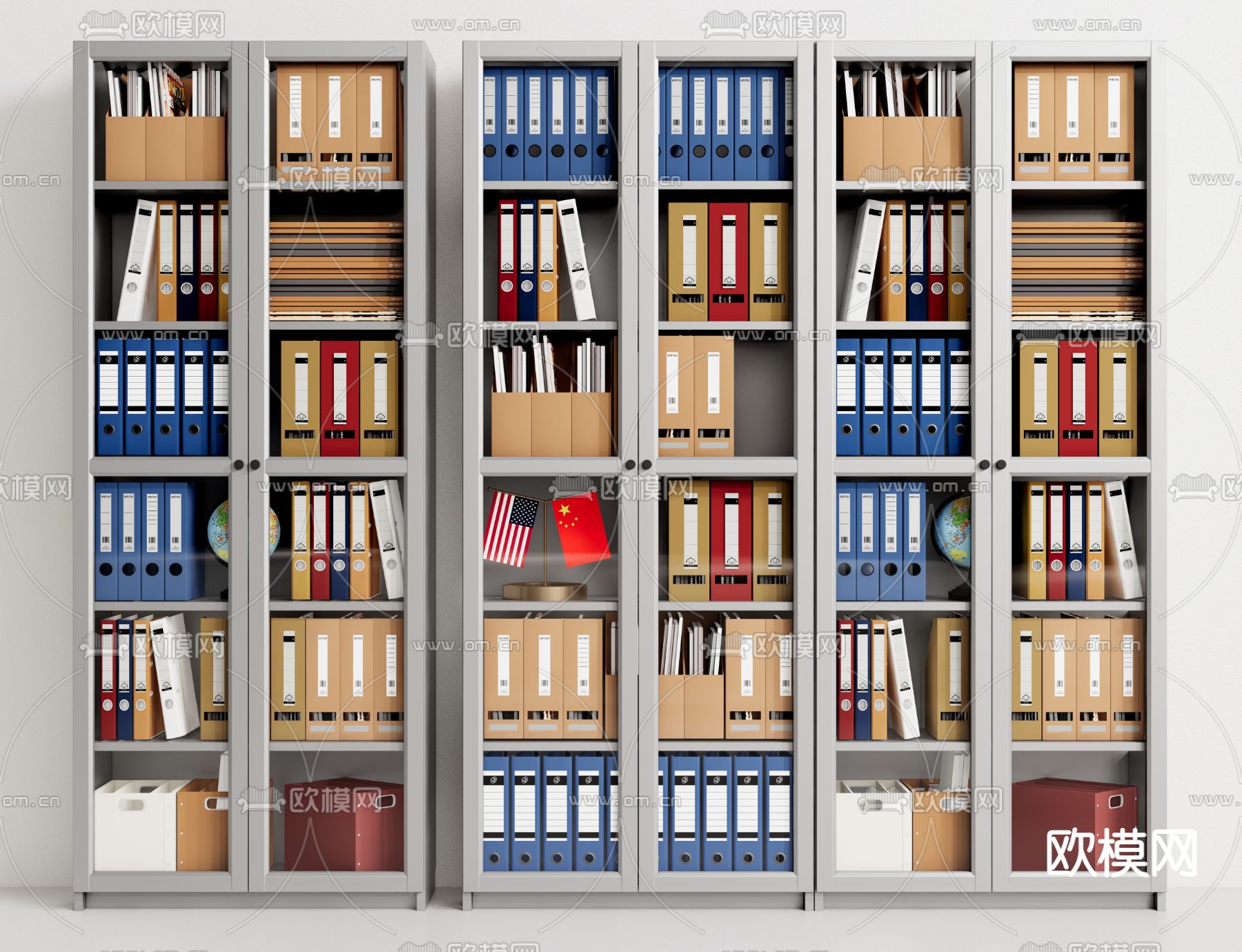 现代文件柜 资料柜su模型下载（渲染图1）